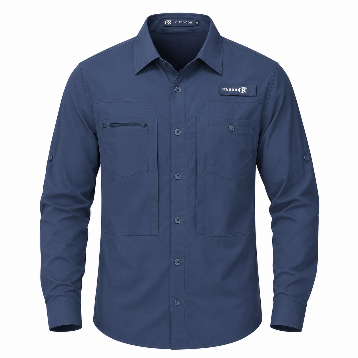 Men's UPF 50+ Outdoor Long Sleeve Shirt – Lightweight Breathable Sun Protection with Utility Pockets