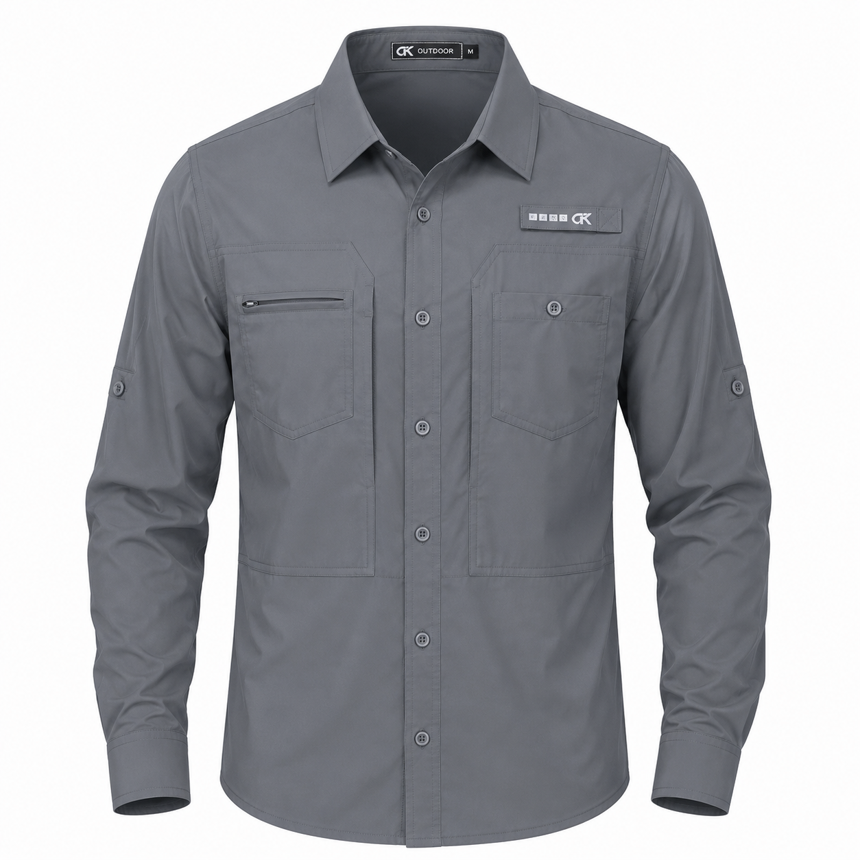 Men's UPF 50+ Outdoor Long Sleeve Shirt – Lightweight Breathable Sun Protection with Utility Pockets
