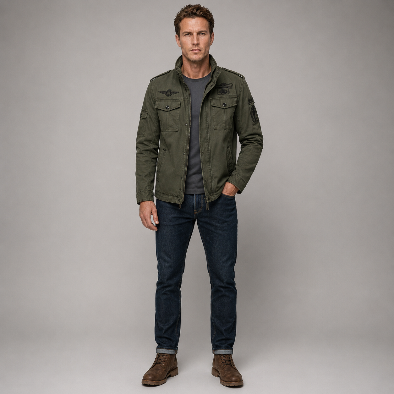 Men's Air Force Cargo Jacket – Premium Military Style with Utility Pockets