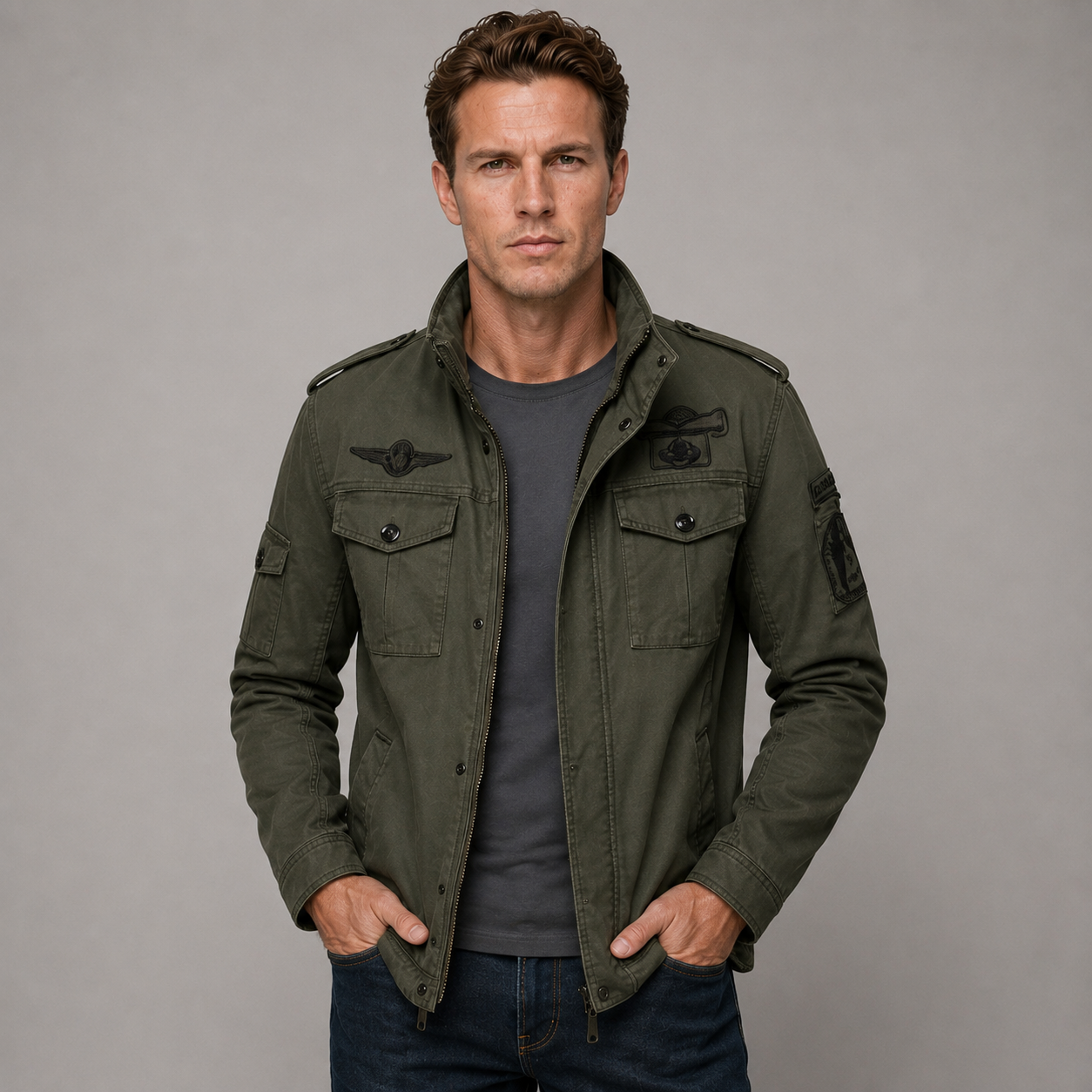 Men's Air Force Cargo Jacket – Premium Military Style with Utility Pockets