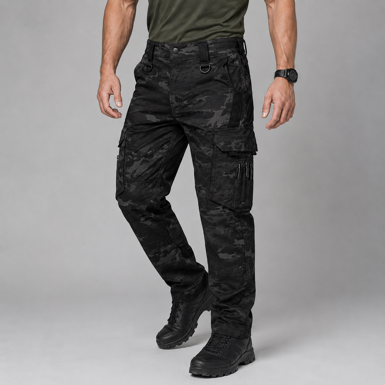 Men's Waterproof Tactical Cargo Pants with Multi Pockets for Work and Outdoor Activities