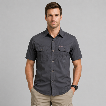 Men's Military Short Sleeve Shirt – Premium Cotton Utility Design
