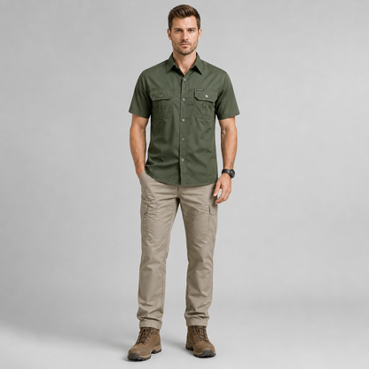 Men's Military Short Sleeve Shirt – Premium Cotton Utility Design