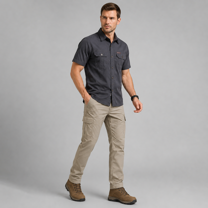 Men's Military Short Sleeve Shirt – Premium Cotton Utility Design