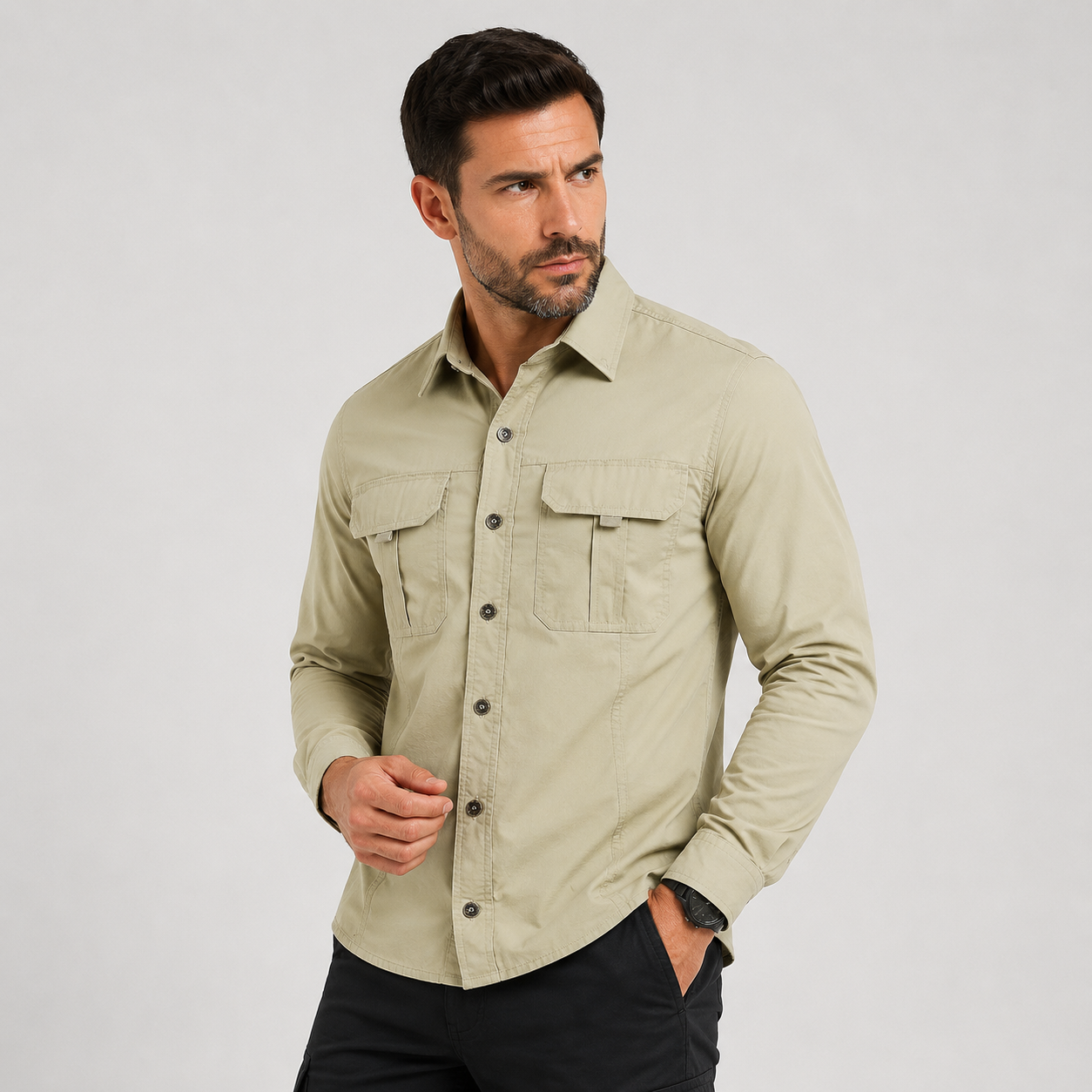 Men's Outdoor Long Sleeve Breathable Shirt with UV Sun Protection