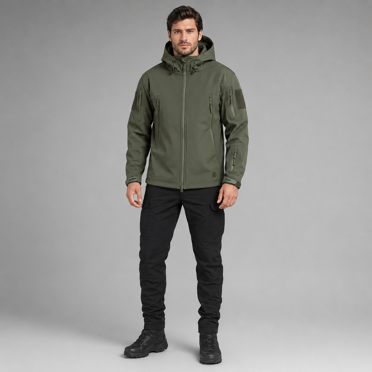 Premium Men's Softshell Tactical Jacket | Waterproof Outdoor Hooded Coat
