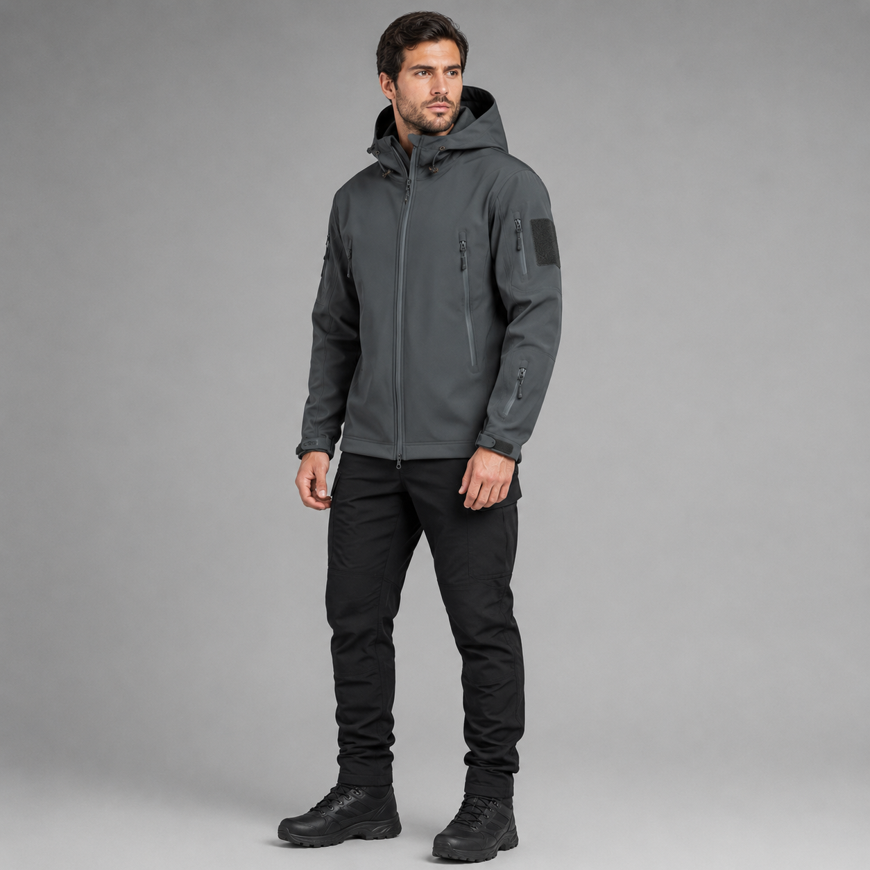 Premium Men's Softshell Tactical Jacket | Waterproof Outdoor Hooded Coat