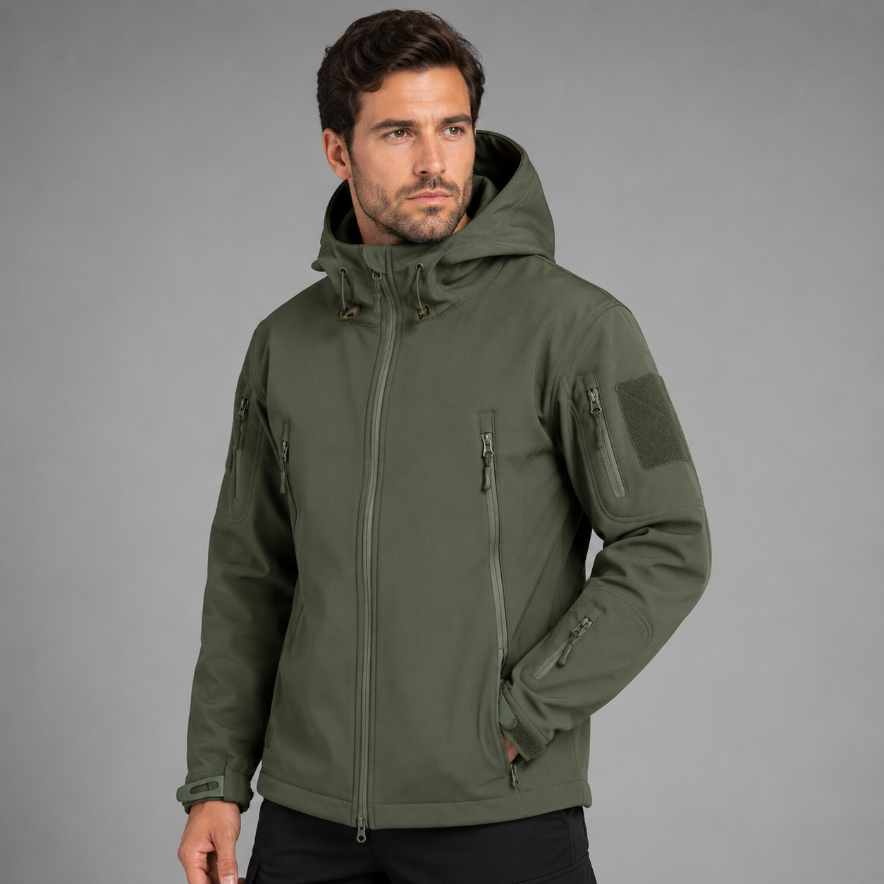 Premium Men's Softshell Tactical Jacket | Waterproof Outdoor Hooded Coat