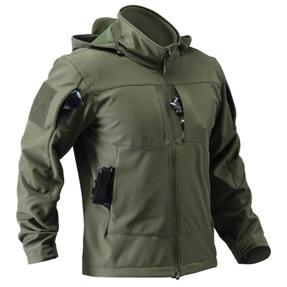 Men's Windproof Softshell Jacket & Utility Trousers Set