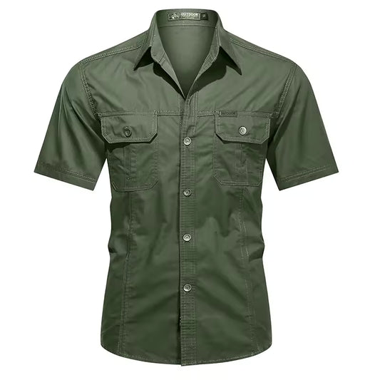 Men's Military Short Sleeve Shirt – Premium Cotton Utility Design