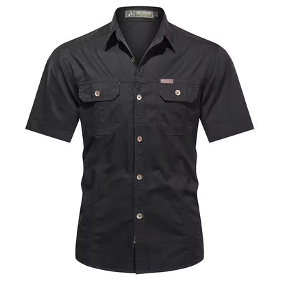 Men's Military Short Sleeve Shirt – Premium Cotton Utility Design