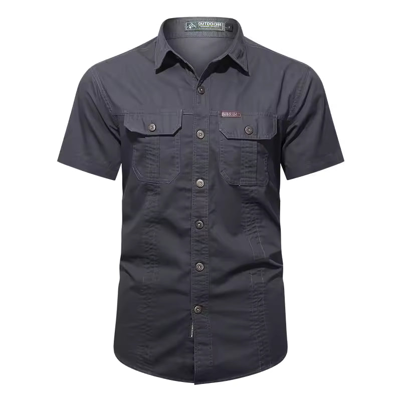 Men's Military Short Sleeve Shirt – Premium Cotton Utility Design