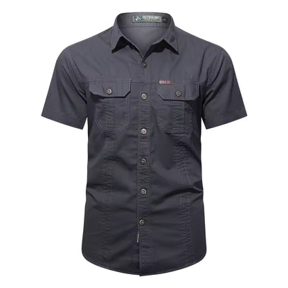 Men's Military Short Sleeve Shirt – Premium Cotton Utility Design