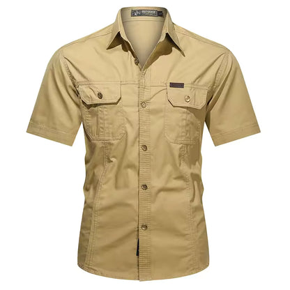 Men's Military Short Sleeve Shirt – Premium Cotton Utility Design