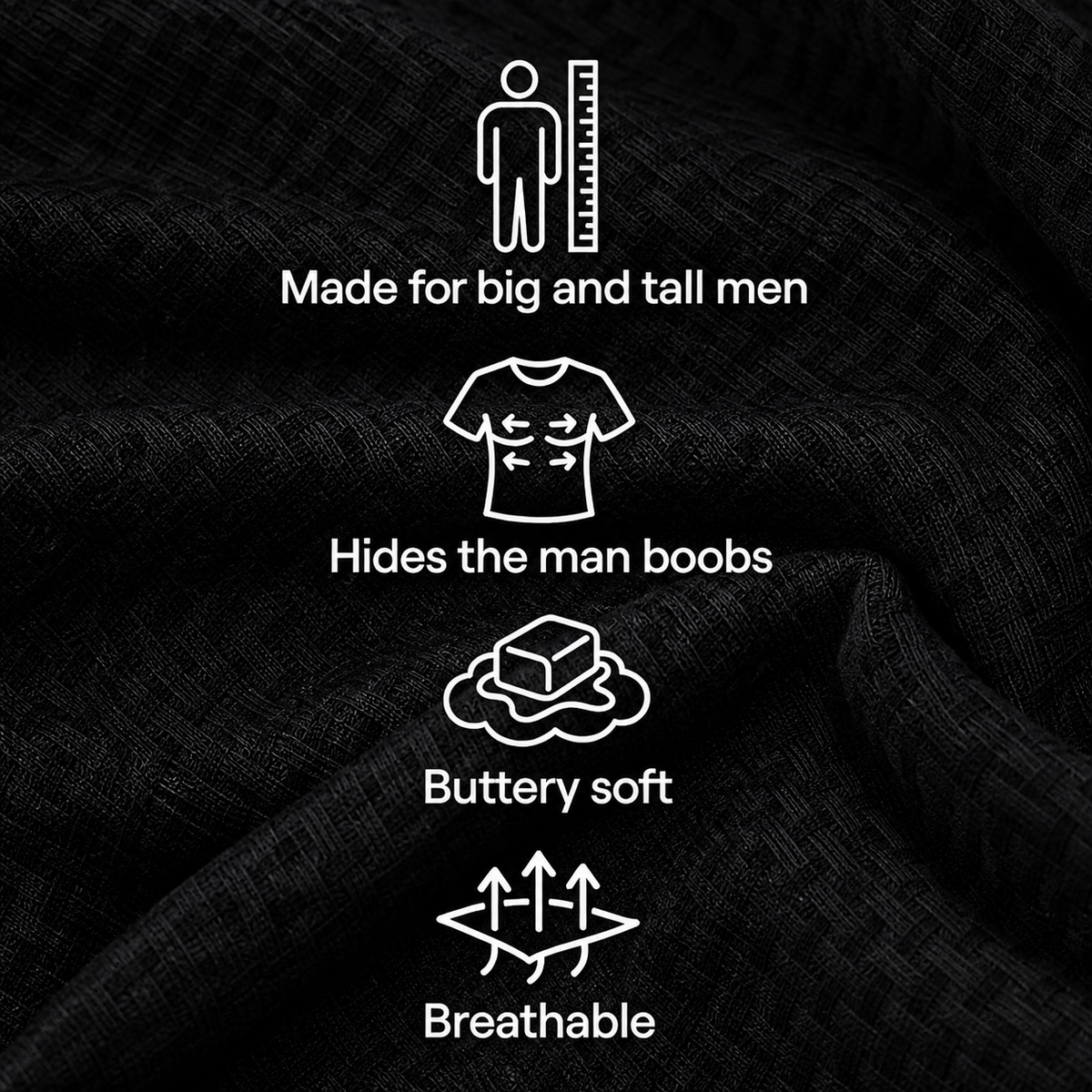 Omni Polo benefits: made for big and tall men, hides the man boobs, buttery soft and breathable