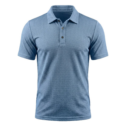 Omni textured polo shirt in Coastal Blue