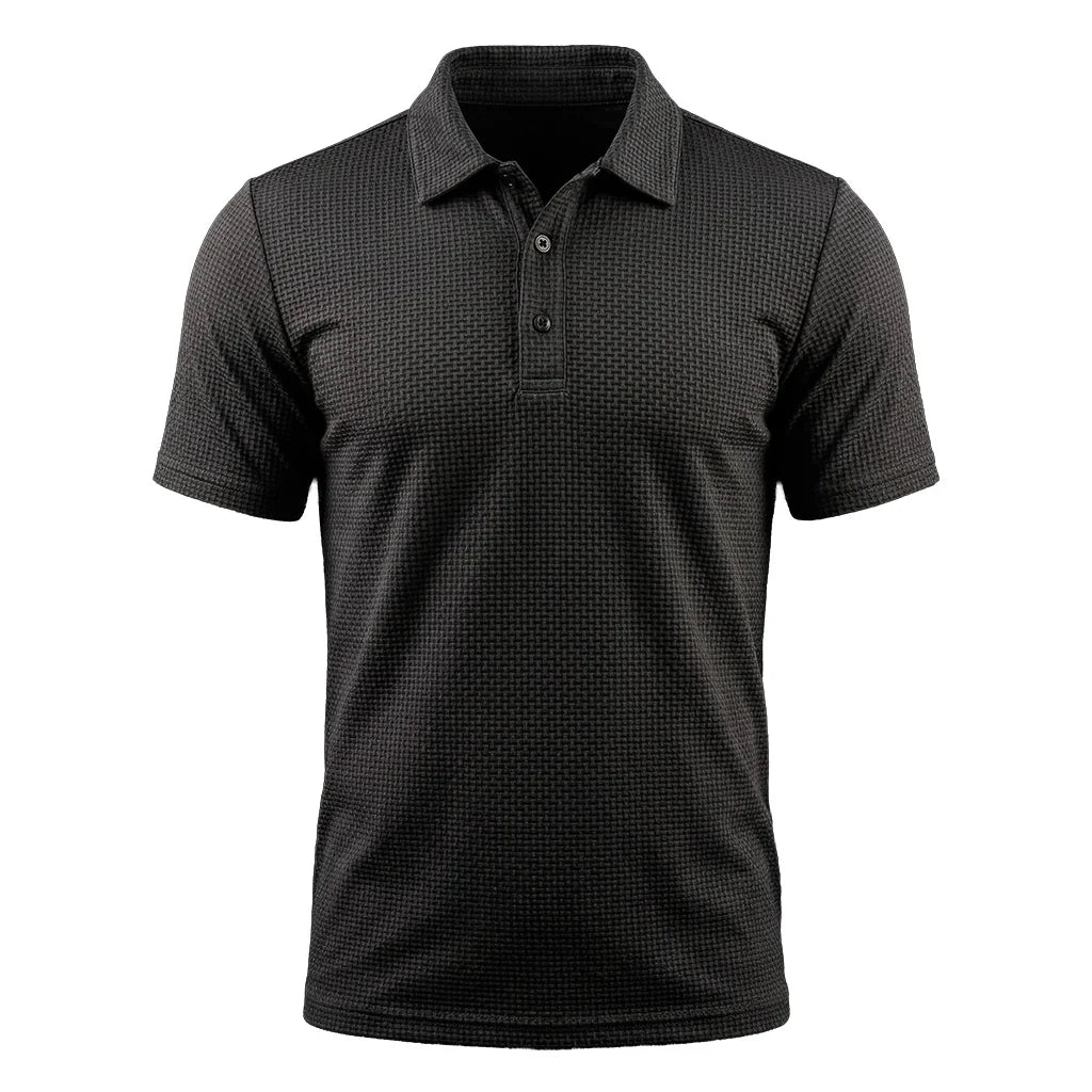 Omni textured polo shirt in Espresso Black