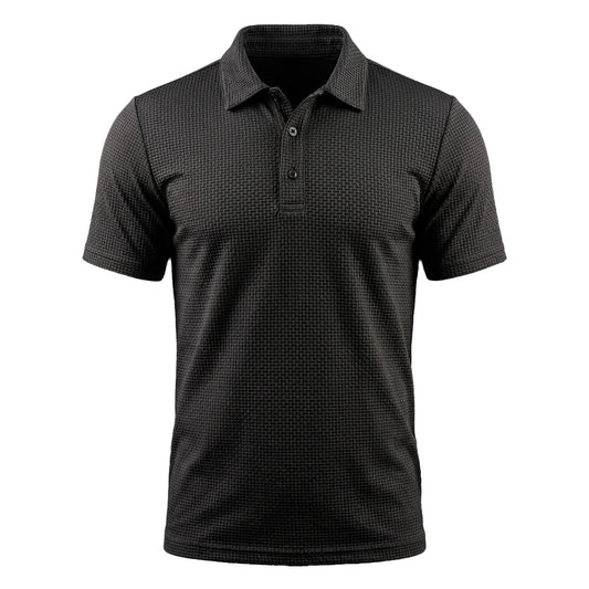 Omni textured polo shirt in Espresso Black
