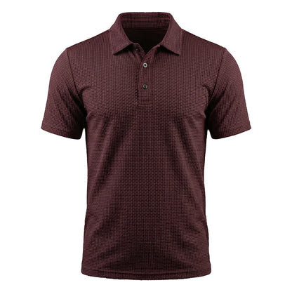 Omni textured polo shirt in Merlot Red