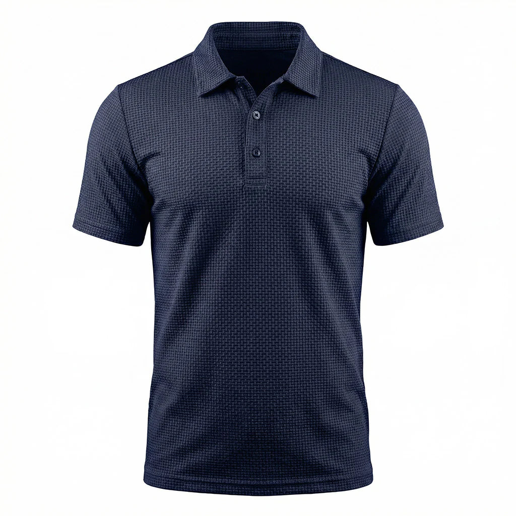 Omni textured polo shirt in Midnight Navy
